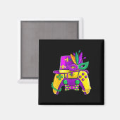 Mardi Gras-videogame-controller narrenhoed kostuum Magneet (Voorkant / Achterkant)