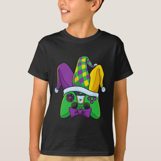 Mardi Gras Videogame Controller Narrenhoed Kostuum T-shirt (Voorkant)