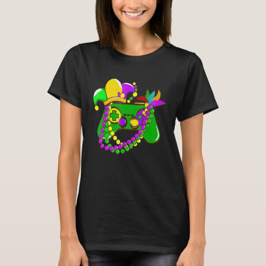 Mardi Gras Videogame Controller Narrenhoed Kostuum T-shirt (Voorkant)