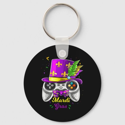 Mardi Gras-videogame-controller-narrenmasker kostu Sleutelhanger (Voorkant)