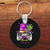 Mardi Gras-videogame-controller-narrenmasker kostu Sleutelhanger (Voorkant)