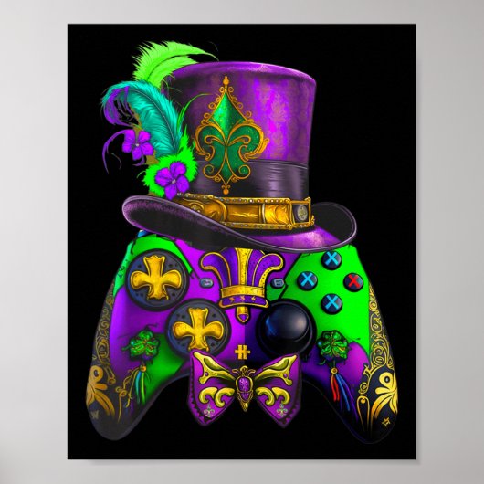 Mardi Gras videogamecontroller E-sport voor kinder Poster (Voorkant)