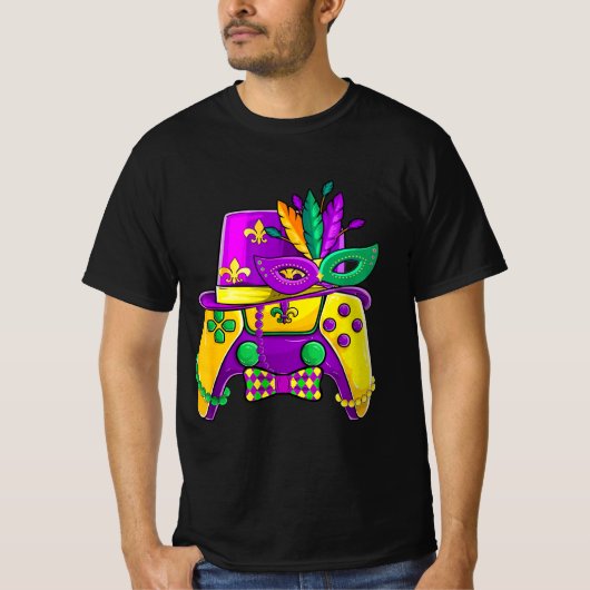 Mardi Gras-videospelcontroller Jester-hoed kostuum T-shirt (Voorkant)