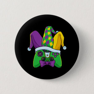 Mardi Gras-videospelcontroller Nar Hoed Kostuum Ronde Button 5,7 Cm