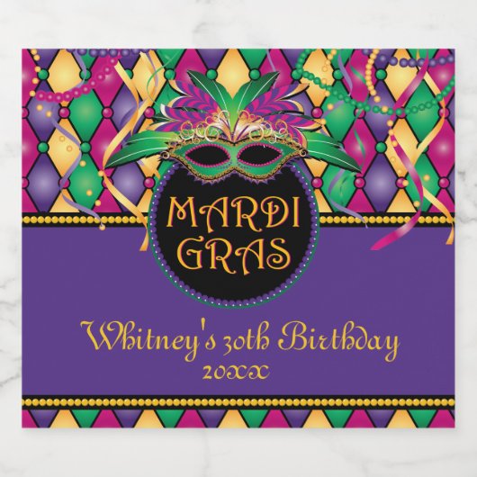 Mardi Gras. Viering Bier Etiket (Enkel label)