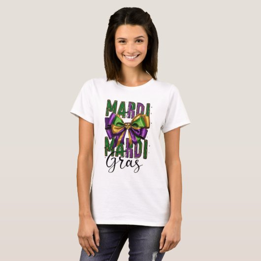 Mardi Gras Viering Bow T-shirt (Voorkant volledig)