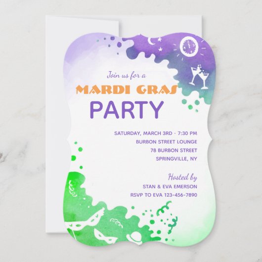 Mardi Gras-viering Kaart (Voorkant)