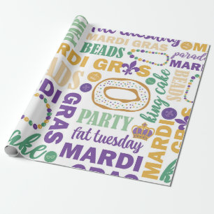 Mardi Gras viering typografie Cadeaupapier
