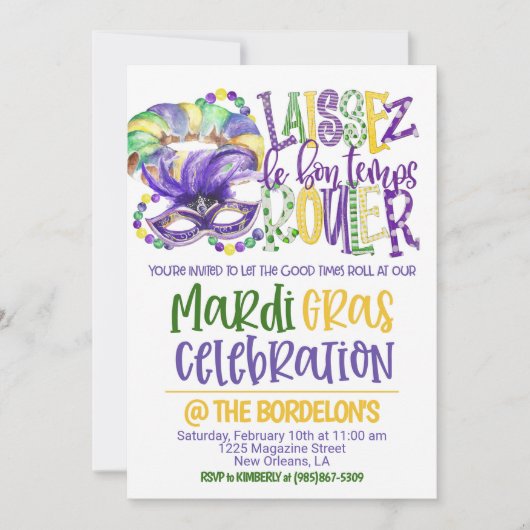 Mardi Gras-viering uitnodiging (Voorkant)