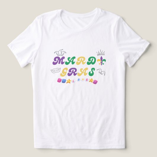 Mardi Gras-vieringsliefde T-shirt (Design voorkant)