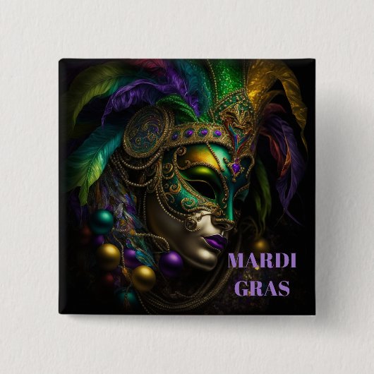 Mardi Gras Vierkante Button 5,1 Cm (Voorkant)