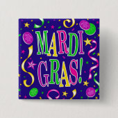 MARDI GRAS VIERKANTE BUTTON 5,1 CM (Voorkant)