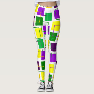 Mardi Gras Vierkanten en Contouren Leggings