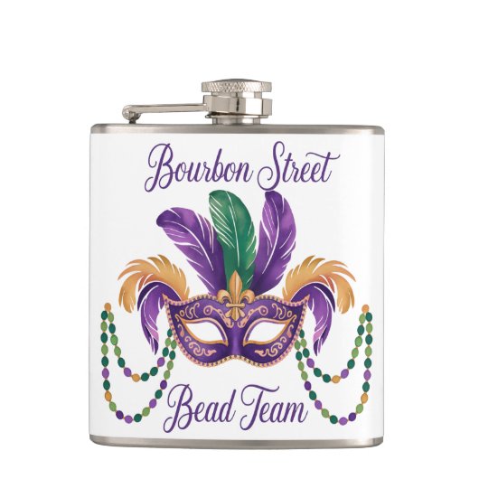 Mardi Gras Vinyl-Wrapped Roestvrijstalen kolf Heupfles (Voorkant)