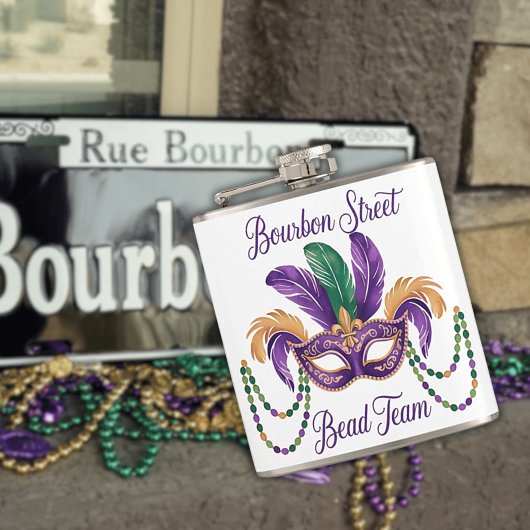 Mardi Gras Vinyl-Wrapped Roestvrijstalen kolf Heupfles