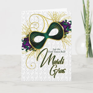 Mardi Gras Violet Goud en Groen Masker Kaart