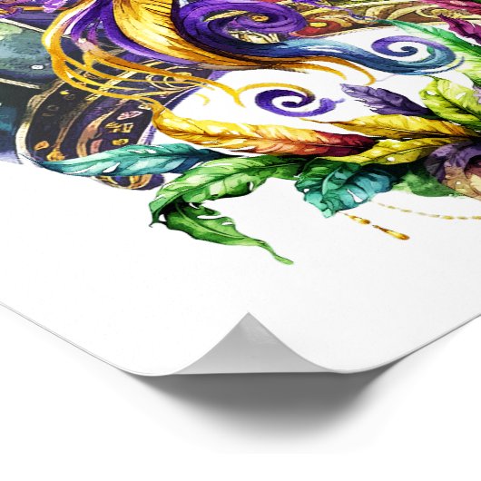 Mardi Gras - vogel en kroon Poster (Hoek)