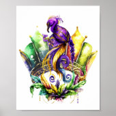Mardi Gras - vogel en kroon Poster (Voorkant)