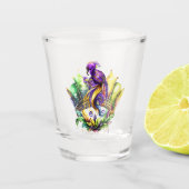 Mardi Gras - vogel en kroon Shot Glas (Voorkant)