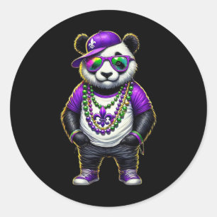 Mardi Gras voor Boys Mannen Hip Hop Panda New Orle Ronde Sticker