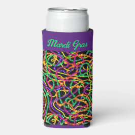 Mardi gras voor kralen en bier seltzer blikjeskoeler