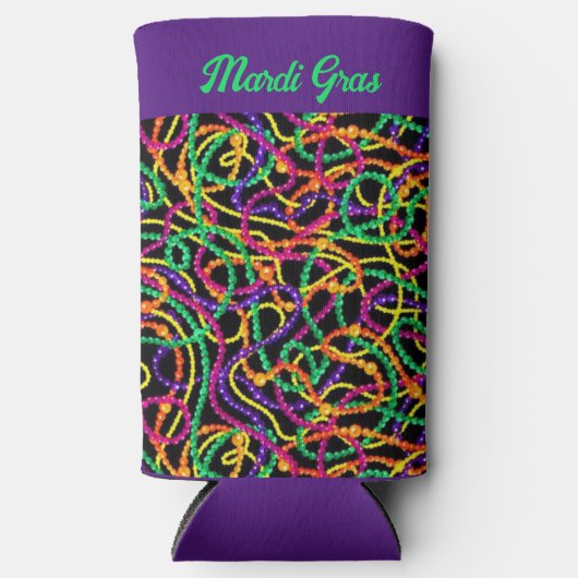 Mardi gras voor kralen en bier seltzer blikjeskoeler (Voorkant)