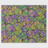 Mardi Gras Vredestekenen in Paarse Groen en Goud Cadeaupapier (Vlak)