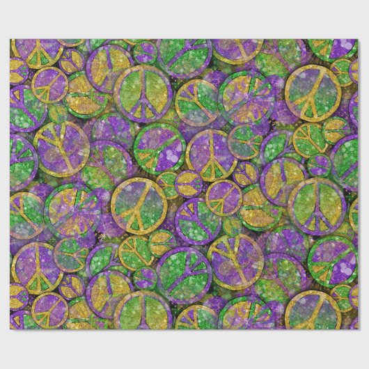 Mardi Gras Vredestekenen in Paarse Groen en Goud Cadeaupapier (Vlak)