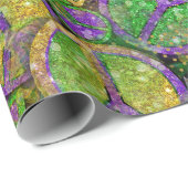 Mardi Gras Vredestekenen in Paarse Groen en Goud Cadeaupapier (Rol Hoek)