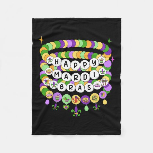 Mardi Gras Vriendschap Armband Mardi Gras Kralen K Fleece Deken (Voorkant)