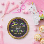 Mardi Gras Vrijgezellenfeest (goud) Papieren Bordje (Feest)