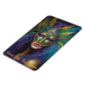 Mardi Gras Vrouw In Masker Carnaval Tekst bewerken Magneet (Linkerzijde)
