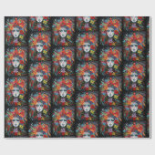 Mardi Gras Vrouw In Masker & Hoofdtooi Cadeaupapier (Vlak)