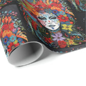 Mardi Gras Vrouw In Masker & Hoofdtooi Cadeaupapier (Rol Hoek)