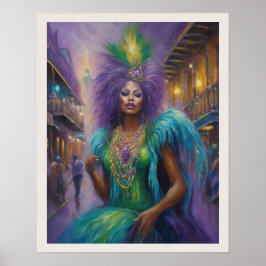 Mardi Gras Vrouw Kopstuk Kostuum Poster