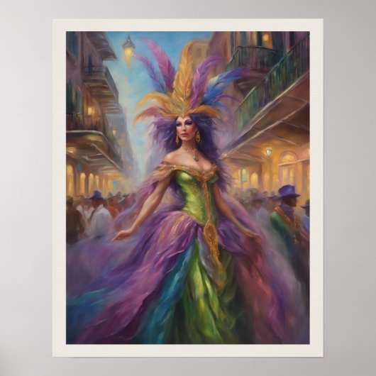 Mardi Gras Vrouw Kostuum New Orleans Poster (Voorkant)