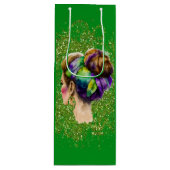 MARDI GRAS VROUW MET PAARSE GROENEN GOUDEHAAR WIJN CADEAUTAS (Voorkant)