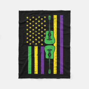 Mardi Gras VS Vlag Gitaar Vintage Muziek Patriotti Fleece Deken