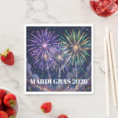 Mardi Gras-Vuurwerk Personaliseer Feest  Servet (Insitu)