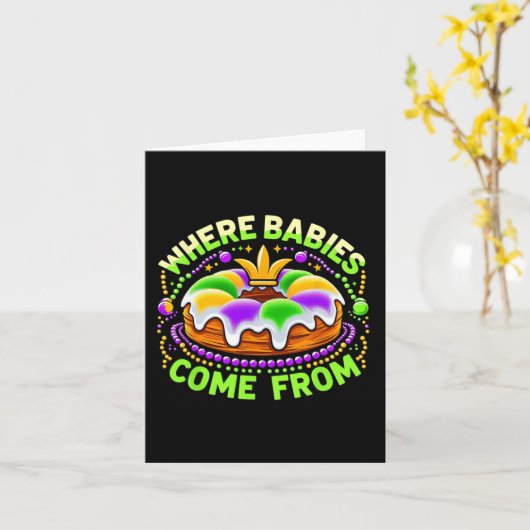 Mardi Gras, waar baby's van King Cake komen Kaart (Gele Bloem)