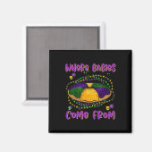 Mardi Gras Waar Bybies komen van King Cake 1 Magneet (Voorkant / Achterkant)