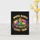 Mardi Gras Waar Bybies komen van King Cake 2 Kaart (Gele Bloem)