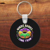 Mardi Gras Waar Bybies komen van King Cake 4 Sleutelhanger (Voorkant)