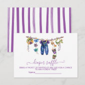 Mardi Gras waslijn Luier Raffle kaart (Voorkant / Achterkant)