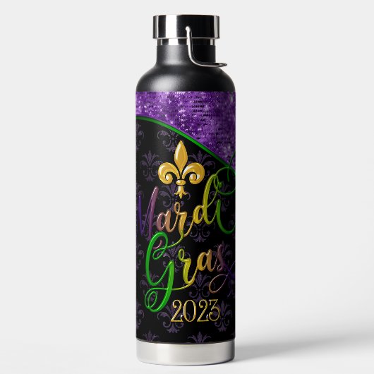 Mardi Gras Water Bottle, Mardi Gras 2023 Waterfles (Links)