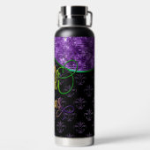 Mardi Gras Water Bottle, Mardi Gras Paars Glitter Waterfles (Achterkant)