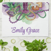 Mardi Gras Watercolor Celebration  Theedoek (Gevouwen)