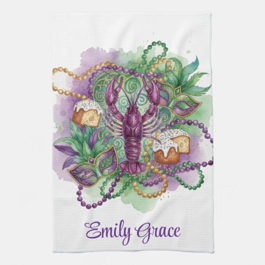 Mardi Gras Watercolor Celebration  Theedoek (Verticaal)