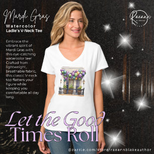 Mardi Gras Watercolor Dames V-hals T-shirt
