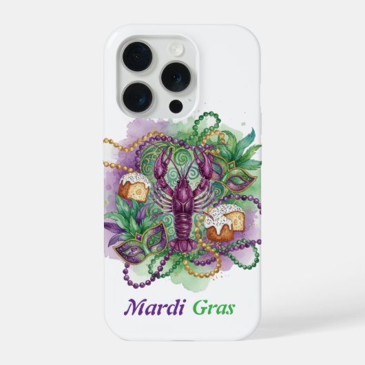 Mardi Gras Watercolor Feest  iPhone Hoesje (Achterkant)